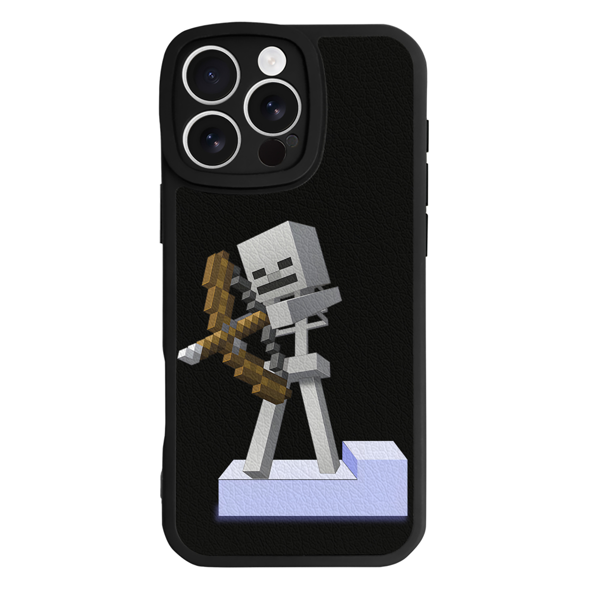 （画像用） マインクラフト ブロックの世界 Minecraft MC Block world 【iPhone 16シリーズ対応】シリコンスマホケース（レザー調） 材質：シリコン